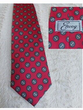Envoy Men’s Tie Neckwear Red Patterned Silk